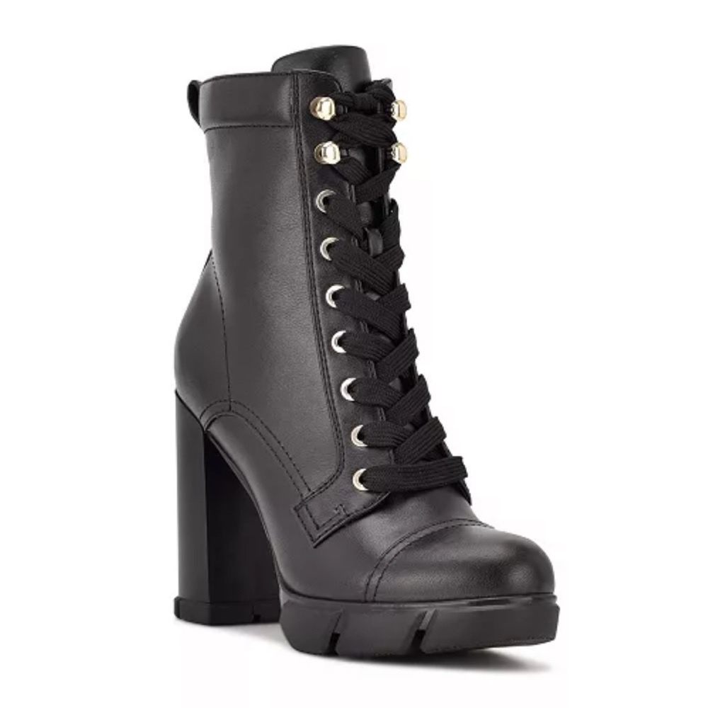 Black Lace-Up Combat Ankle Boots